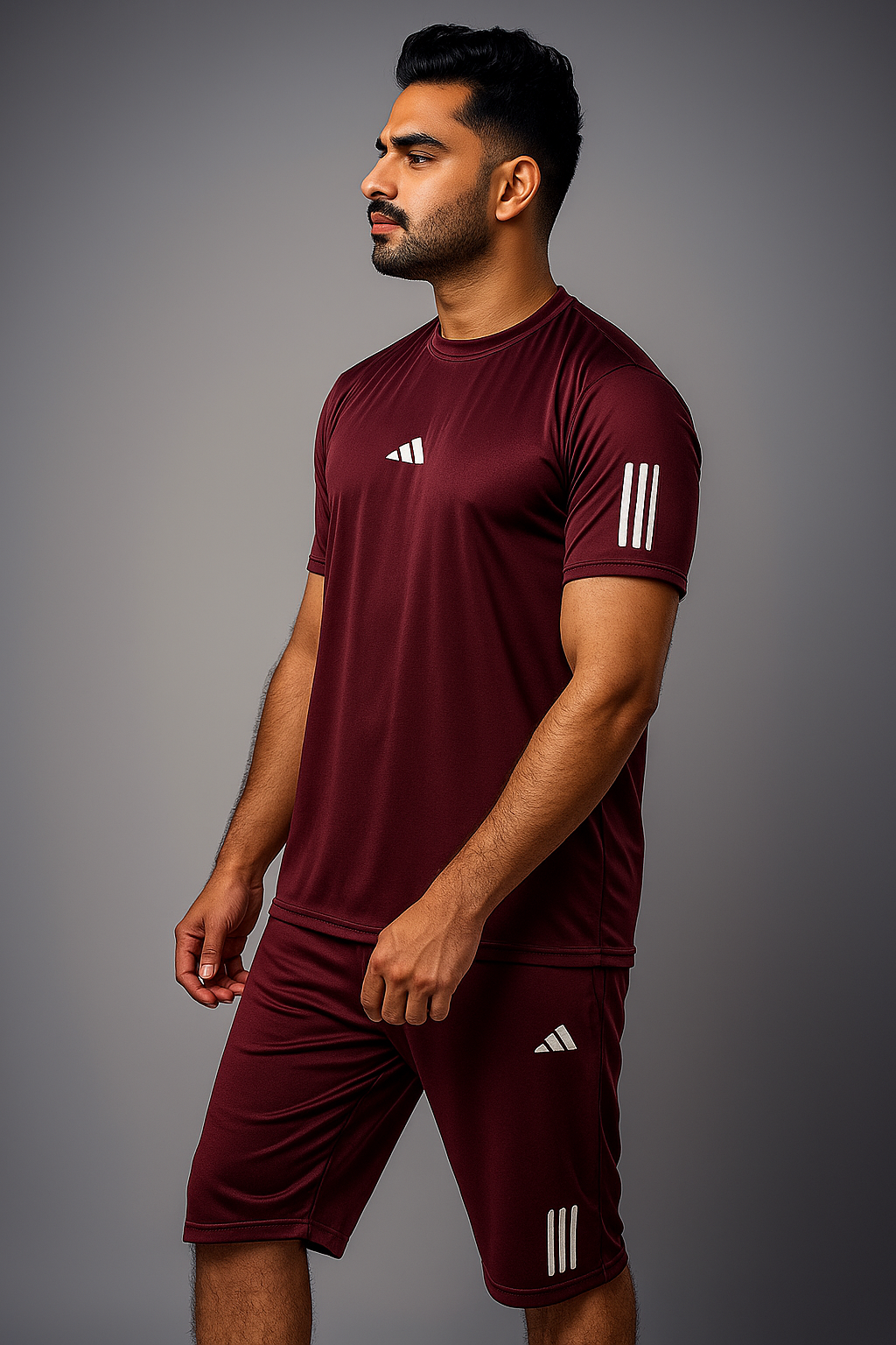Adi Dri-Fit T-Shirt & Shorts Set Meroon