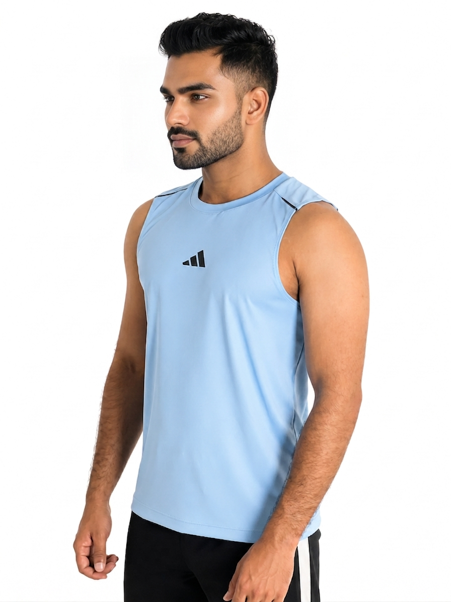 PACK OF 3 Adi Dri-Fit Sleeveless Shirt Sky White Black