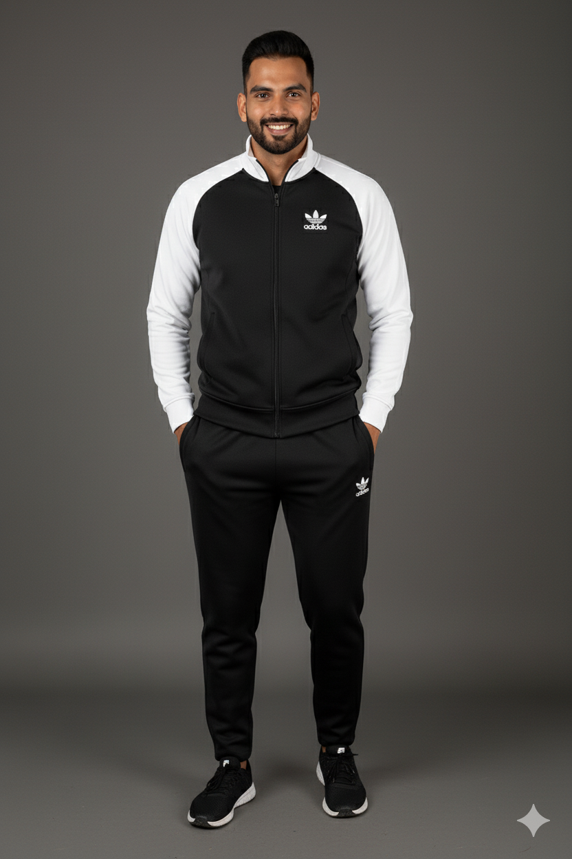 Adi Premium Tracksuit Black White