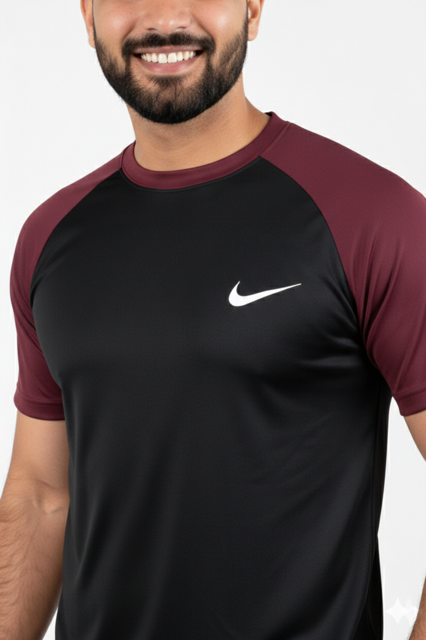 Nik Dri-Fit T-Shirt's Black/Maroon