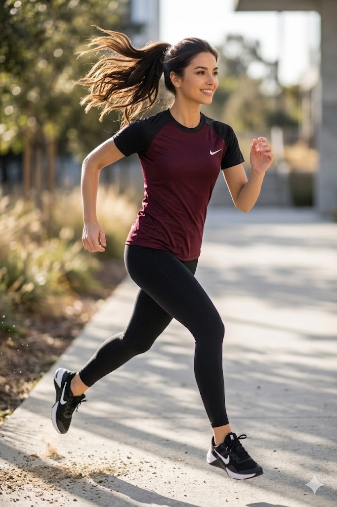 Nike Dri-Fit Women's T-Shirts Maroon/Black