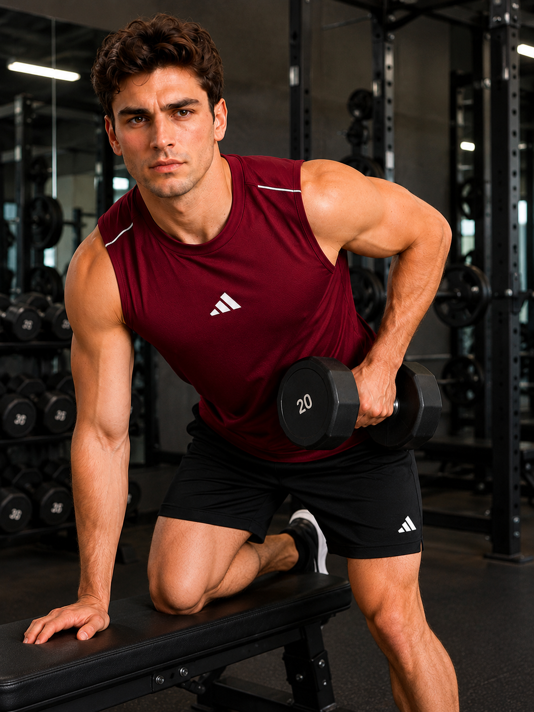 Adi Dri-Fit Sleeveless Shirt Maroon