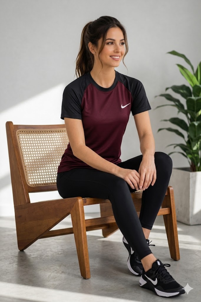 Nike Dri-Fit Women's T-Shirts Maroon/Black