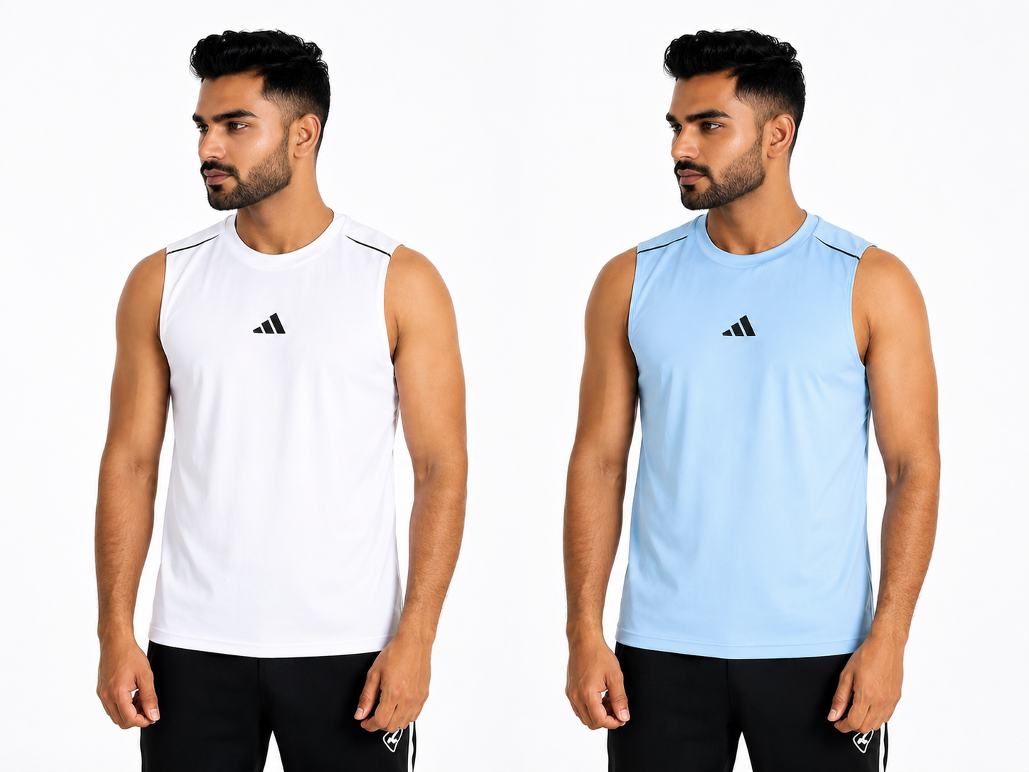 PACK OF 2 Adi Dri-Fit Sleeveless Shirt Sky White