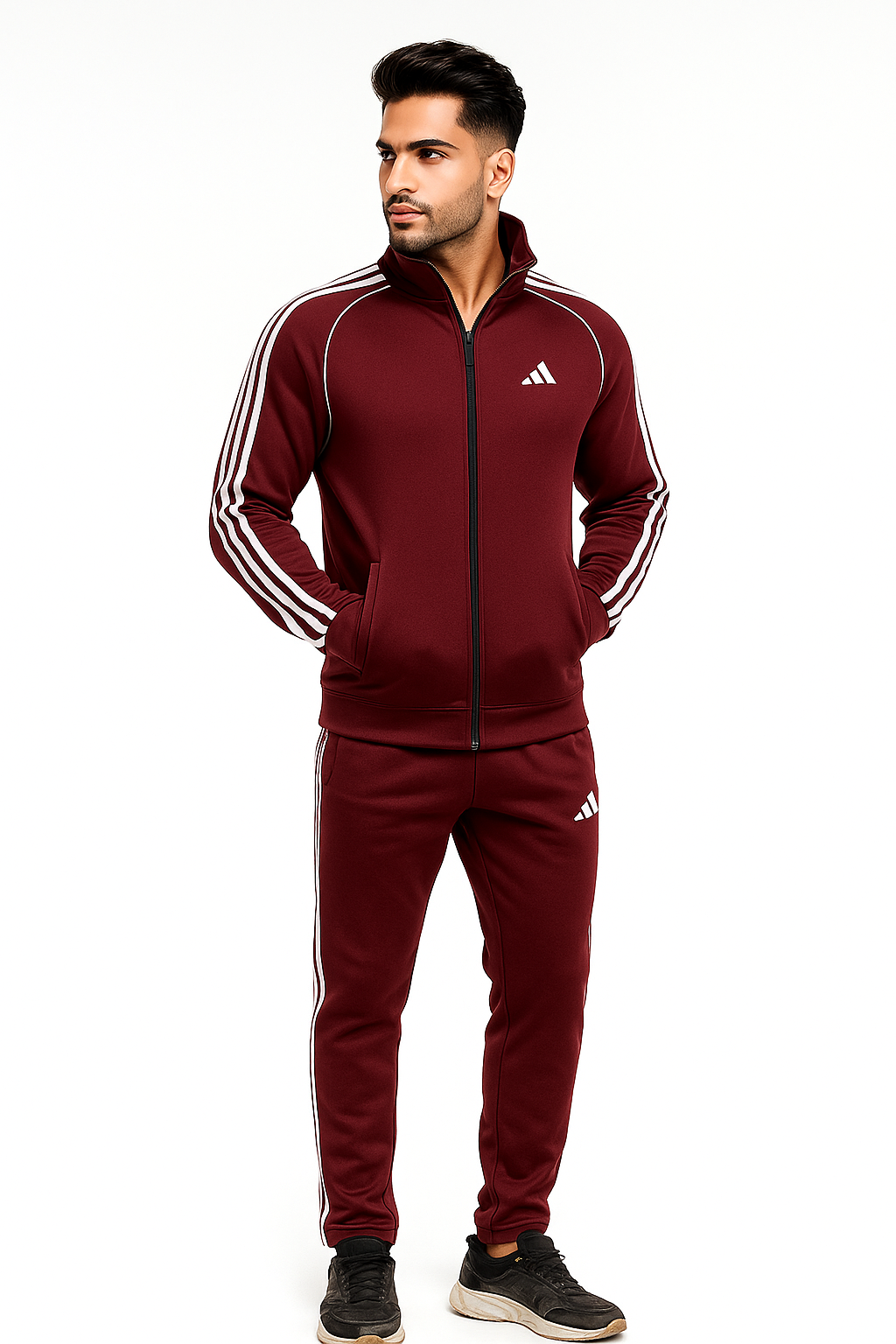 Adi Premium Tracksuit-Tri-Liner Meroon