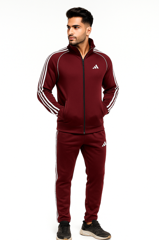 Adi Premium Tracksuit-Tri-Liner Meroon