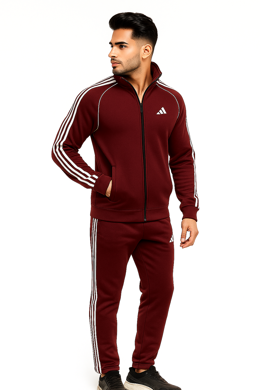 Adi Premium Tracksuit-Tri-Liner Meroon