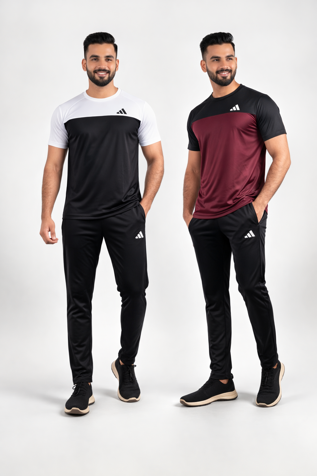 PACK OF 2 Adi Premium White Maroon Tracksuit - Summer