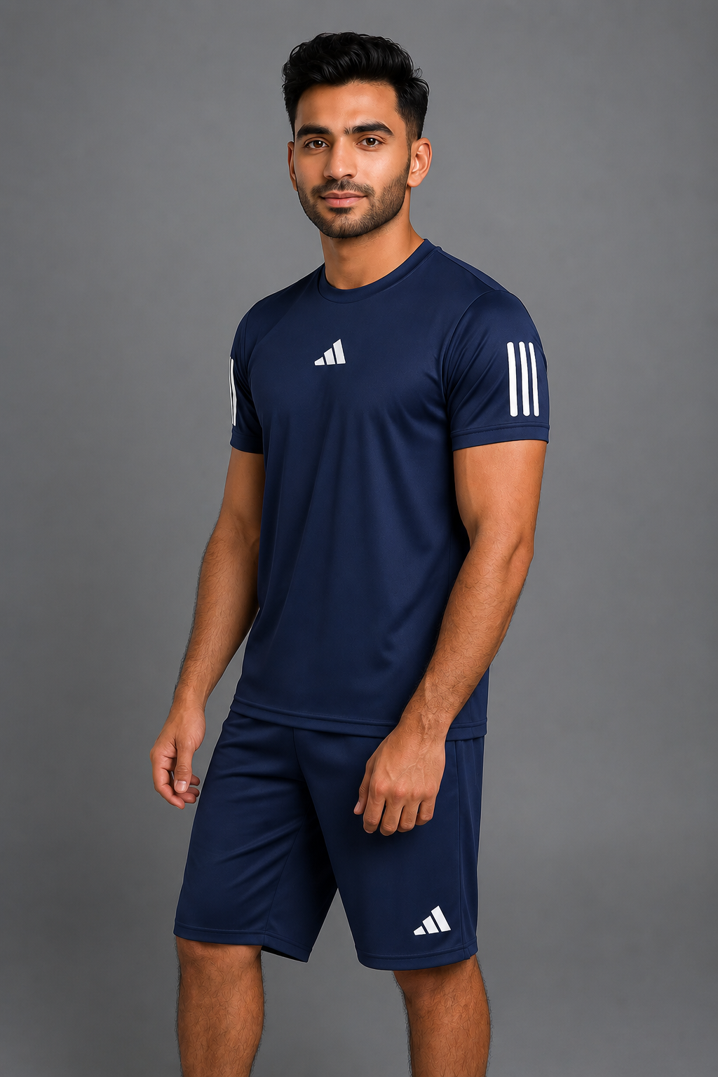 PACK OF 3 Adi Dri-Fit T-Shirt & Shorts Set NAVY BLACK WHITE