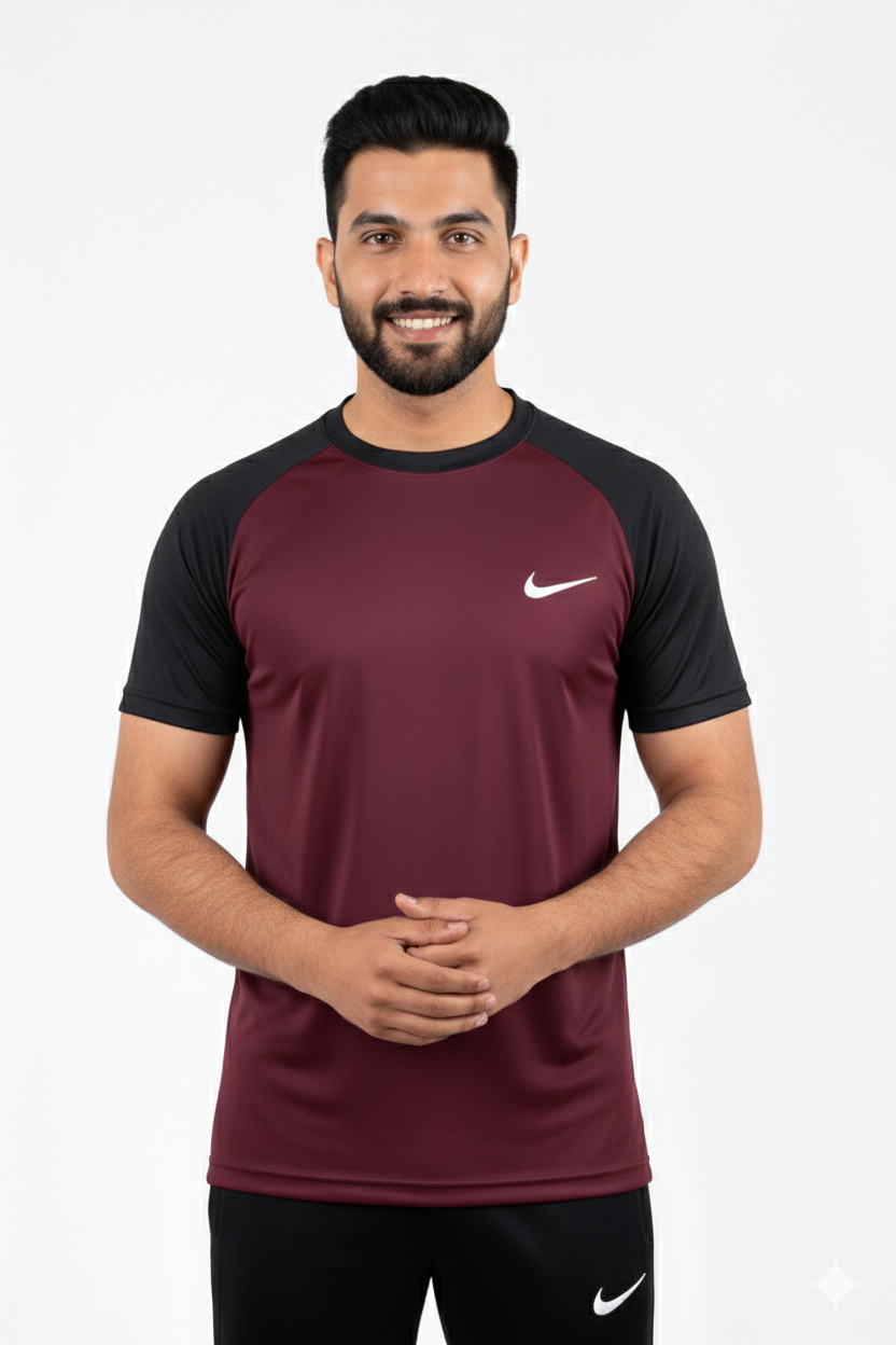 Nik Premium Maroon Black Tracksuit + Free Arm Set - Summer