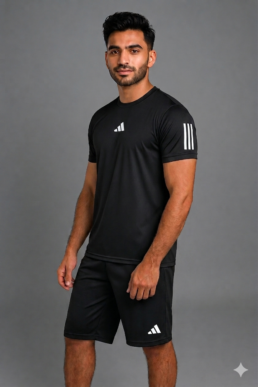 PACK OF 3 Adi Dri-Fit T-Shirt & Shorts Set SKY WHITE BLACK