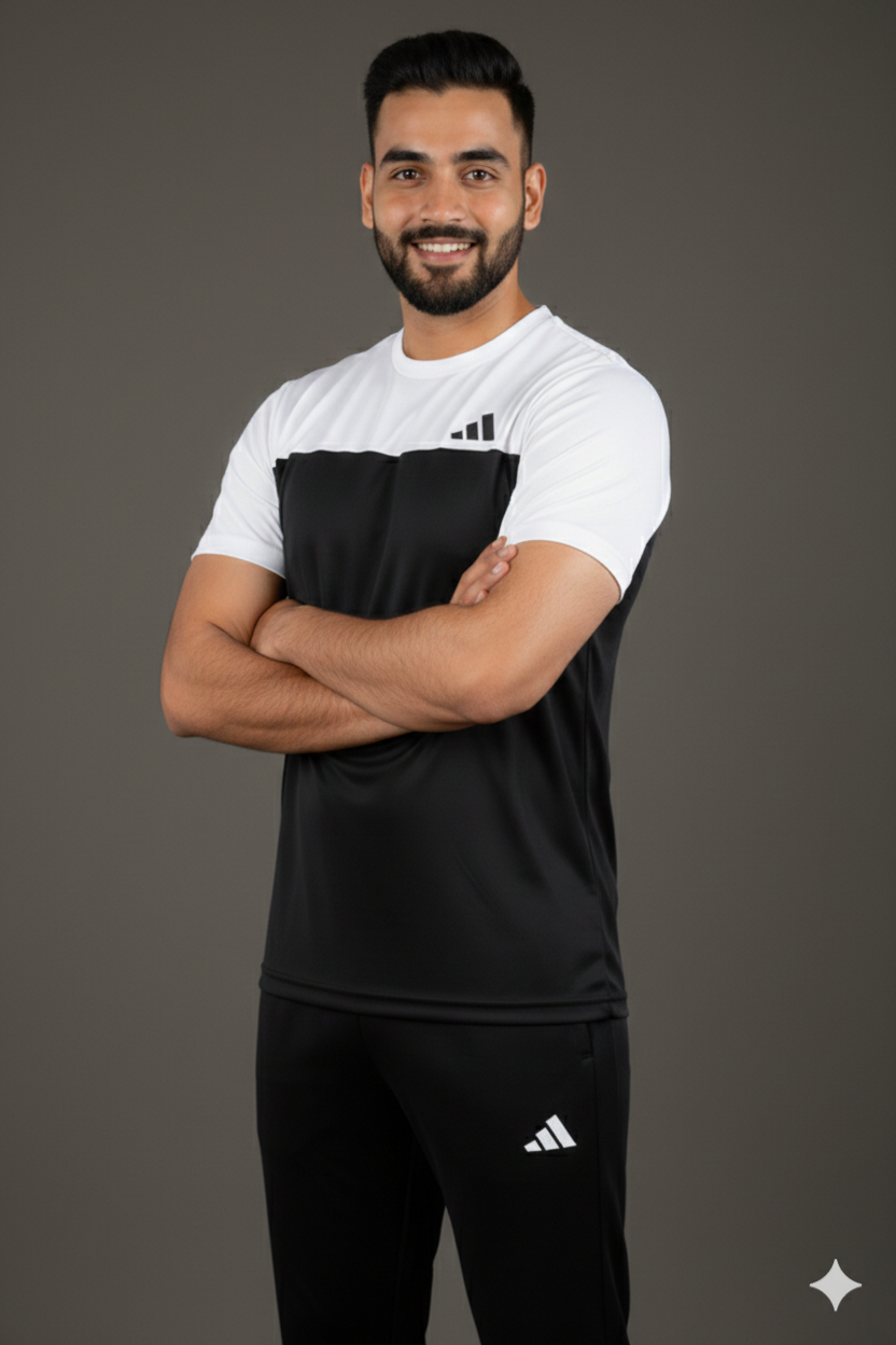ADI Dri-Fit T-Shirt Black/White