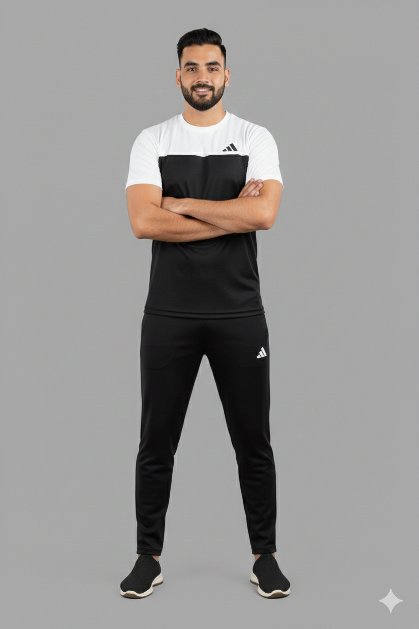 PACK OF 2 Adi Premium White Maroon Tracksuit - Summer
