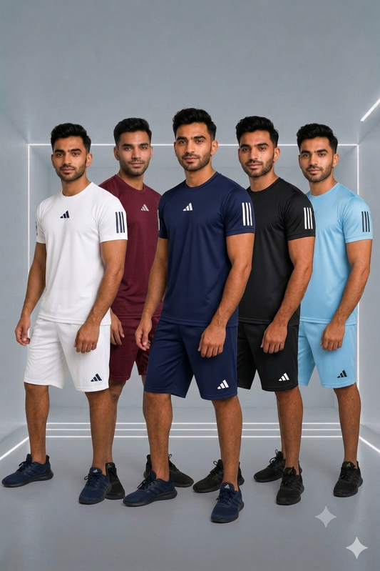 PACK OF 5 Adi Dri-Fit T-Shirt & Shorts Set + FREE 2 ARM SET