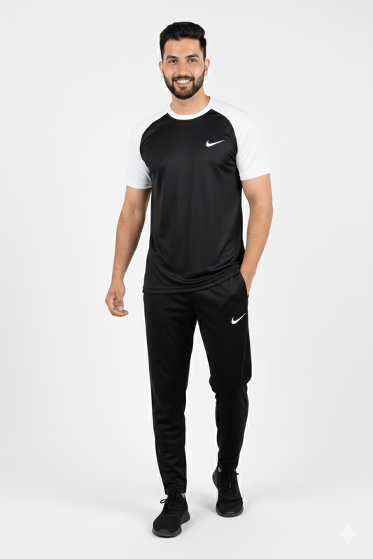 Nik Premium Black White Tracksuit + Free Arm Set - Summer