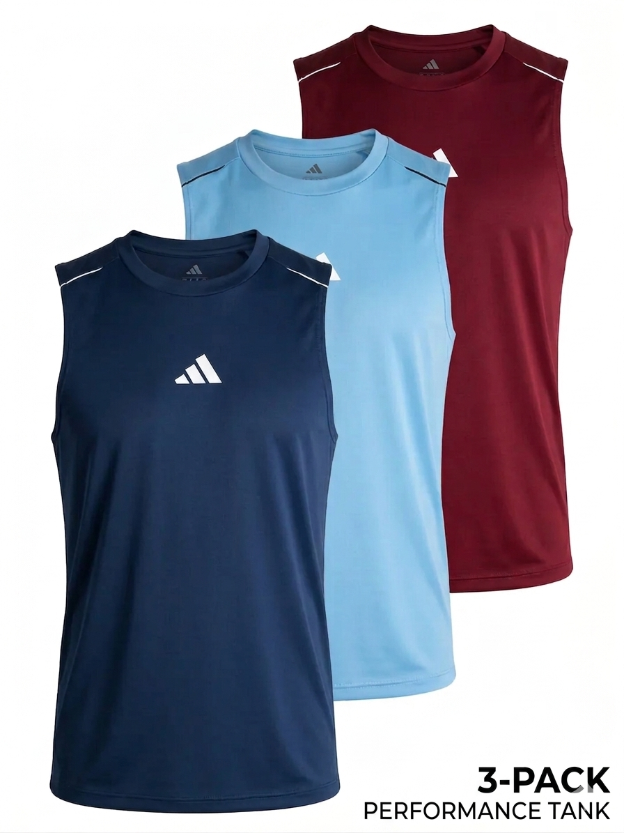 PACK OF 3 Adi Dri-Fit Sleeveless Shirt Sky Navy Maroon