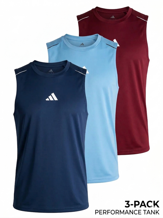 PACK OF 3 Adi Dri-Fit Sleeveless Shirt Sky Navy Maroon