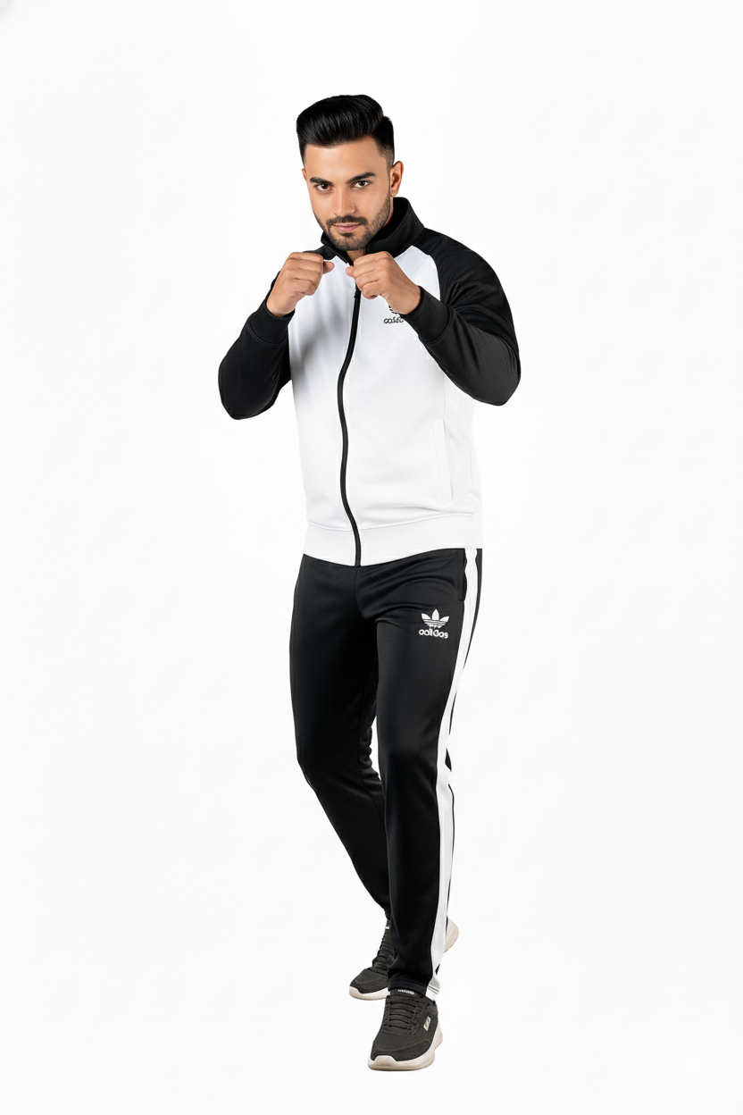 Adi Premium Tracksuit White Black