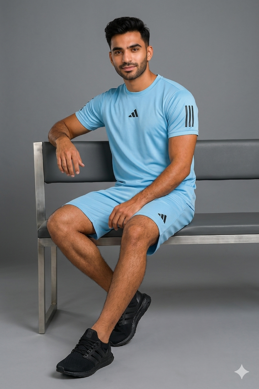 Adi Dri-Fit T-Shirt & Shorts Set Sky