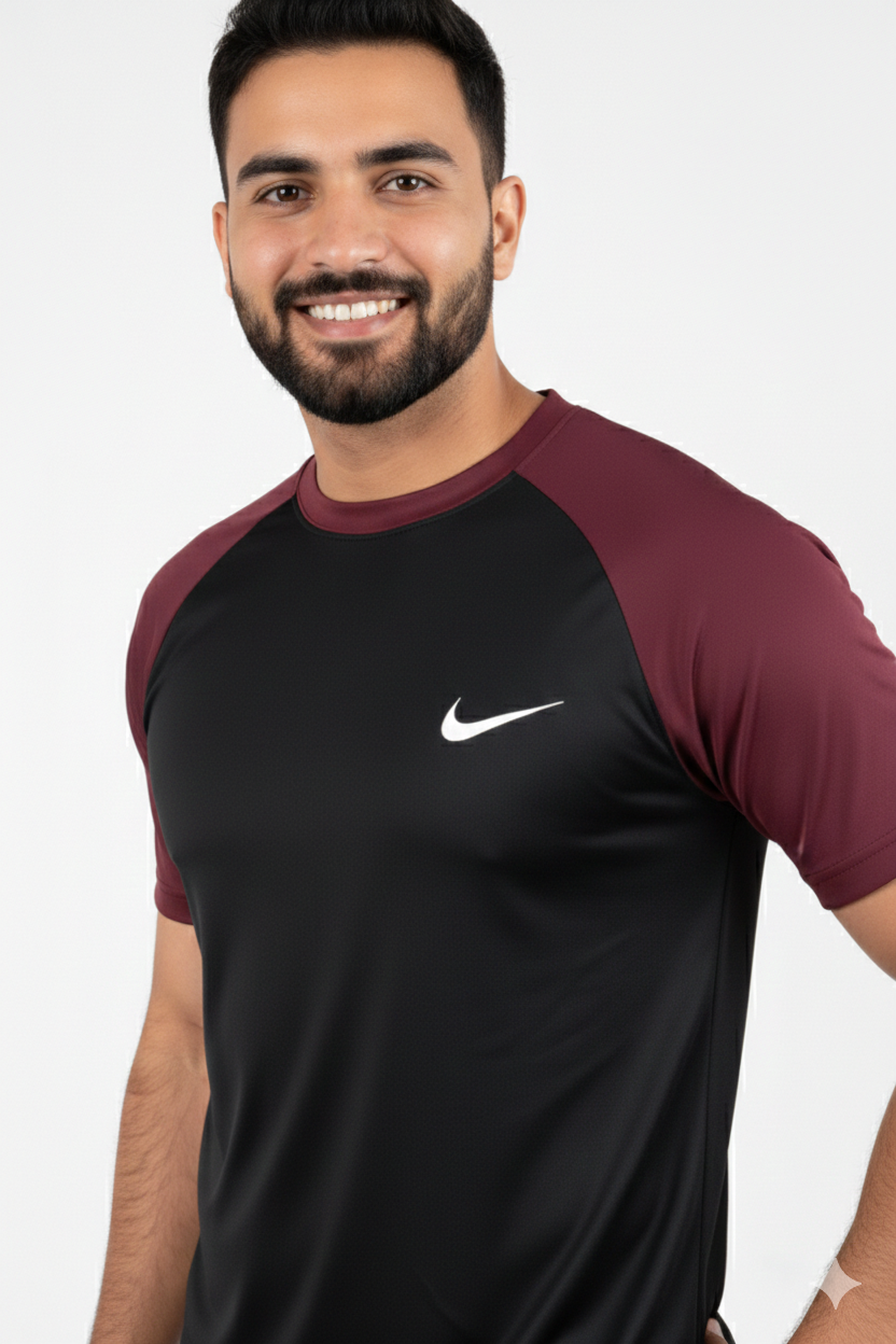 Nik Dri-Fit T-Shirt's Black/Maroon