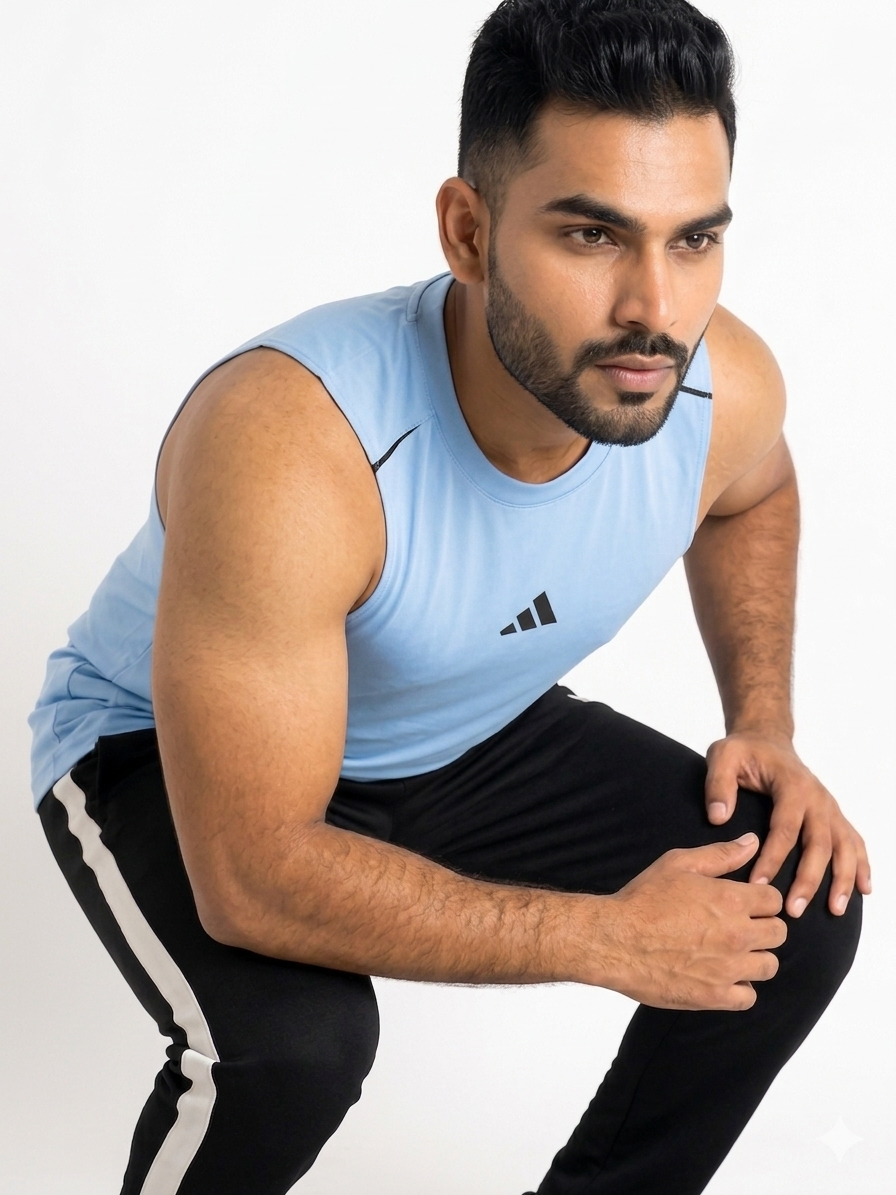 PACK OF 2 Adi Dri-Fit Sleeveless Shirt Sky White