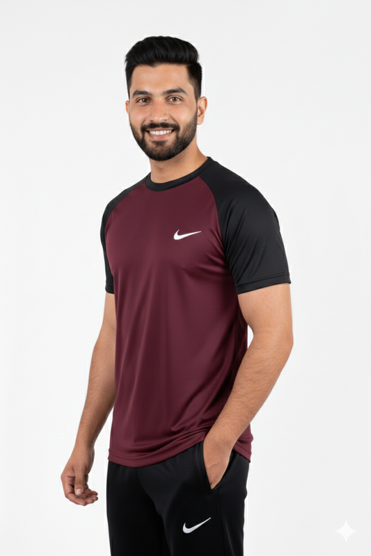 Nik Dri-Fit T-Shirt Maroon/Black