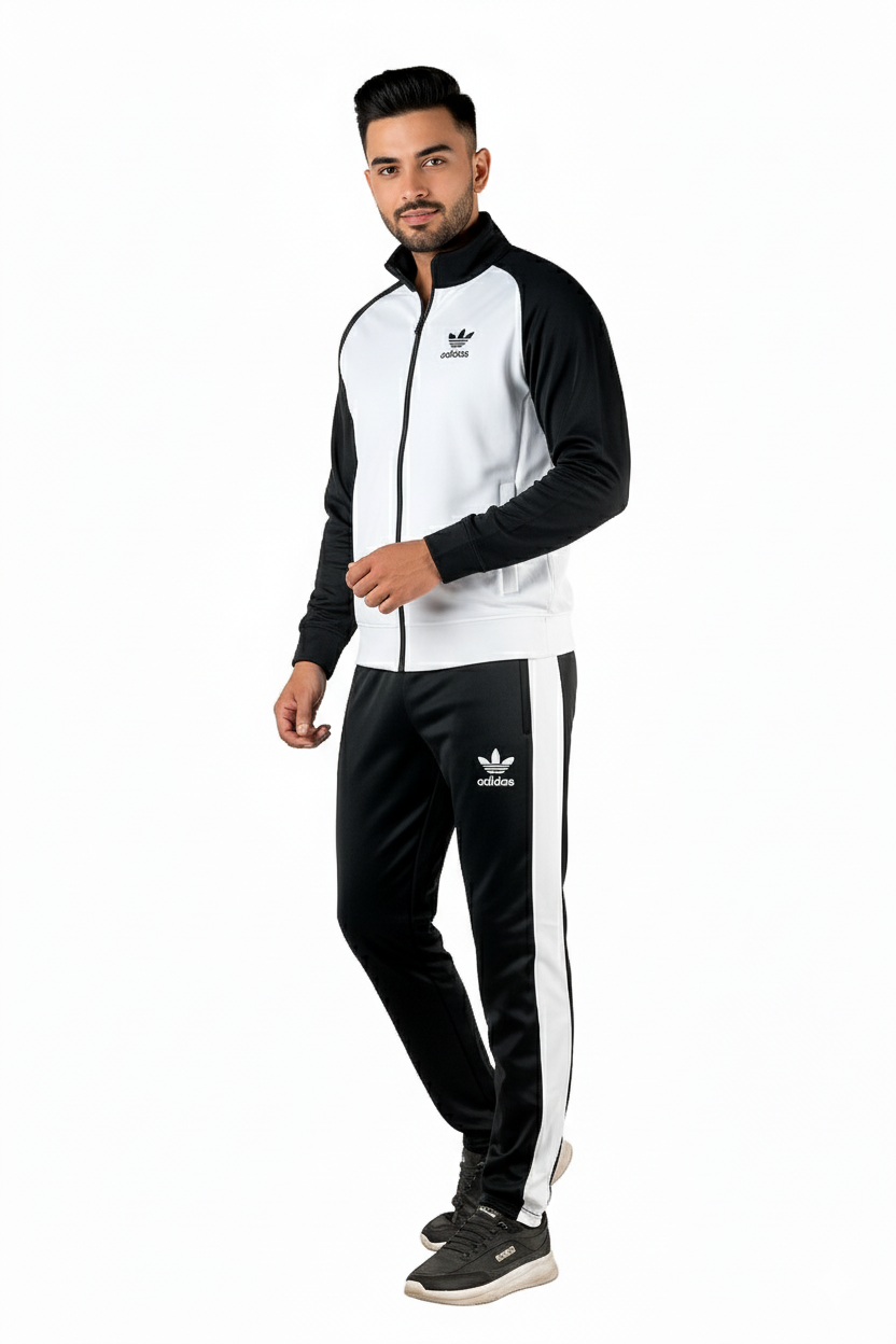 Adi Premium Tracksuit White Black