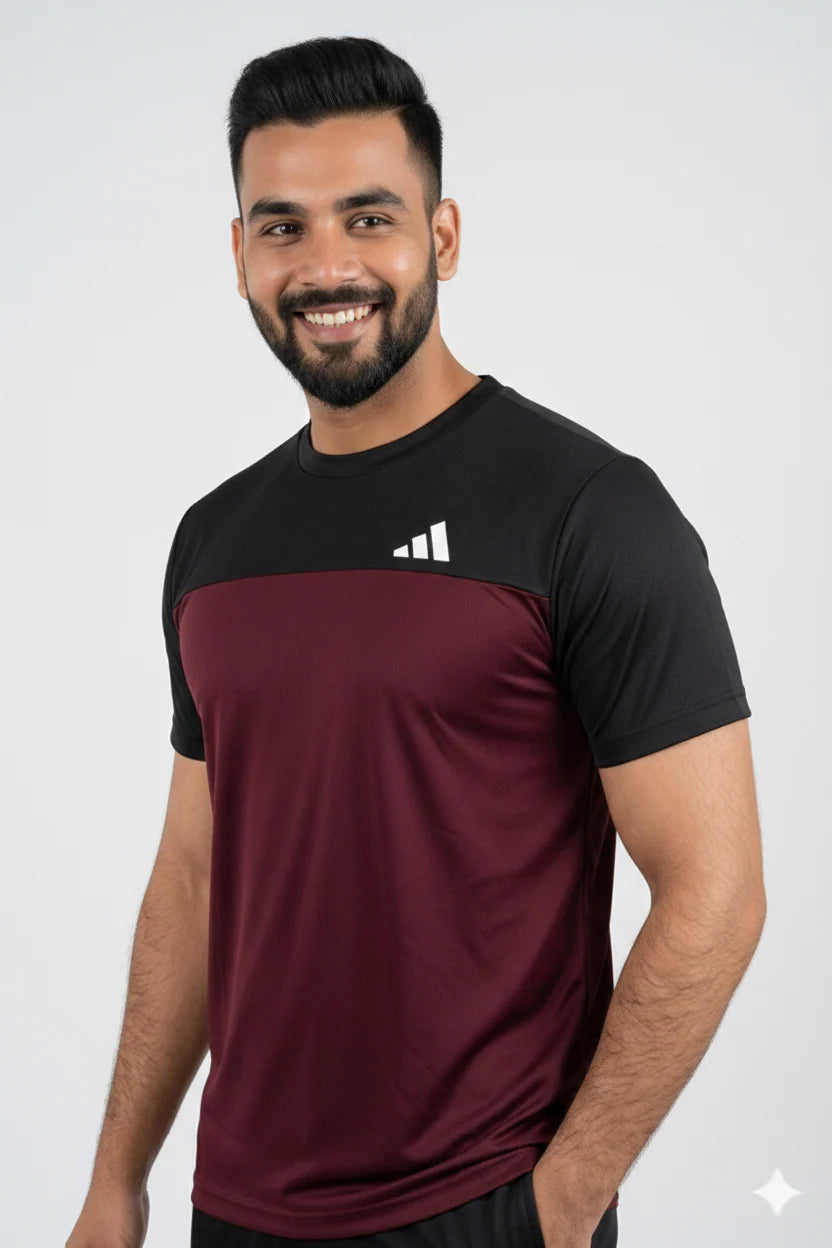 PACK OF 3 ADI Dri-Fit T-Shirt + Free Arms Set (NAVY WHITE MEROON)