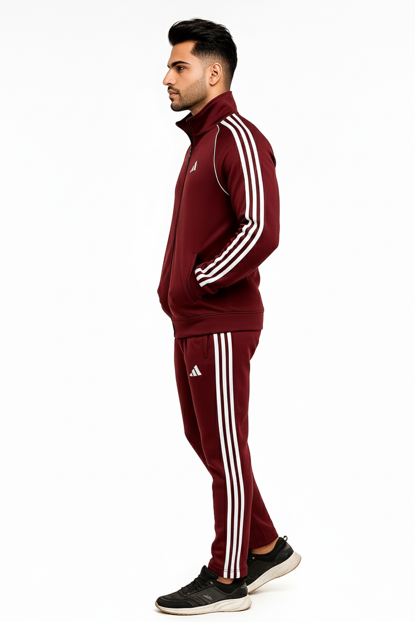 Adi Premium Tracksuit-Tri-Liner Meroon