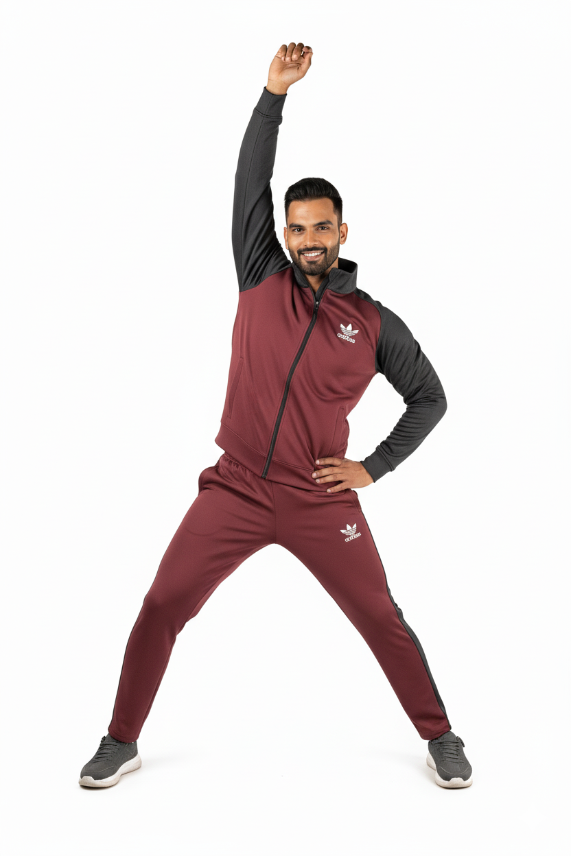 Adi Premium Tracksuit Meroon Black