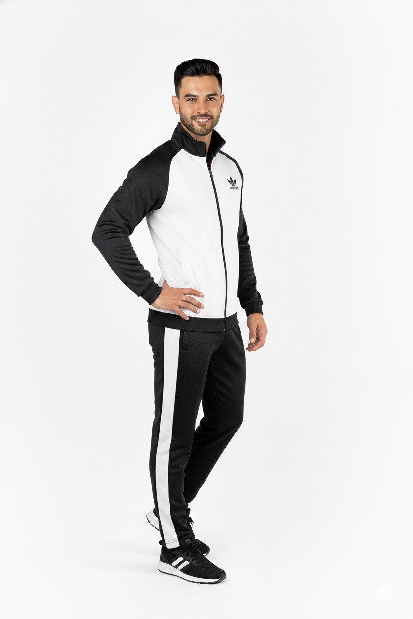 Adi Premium Tracksuit White Black