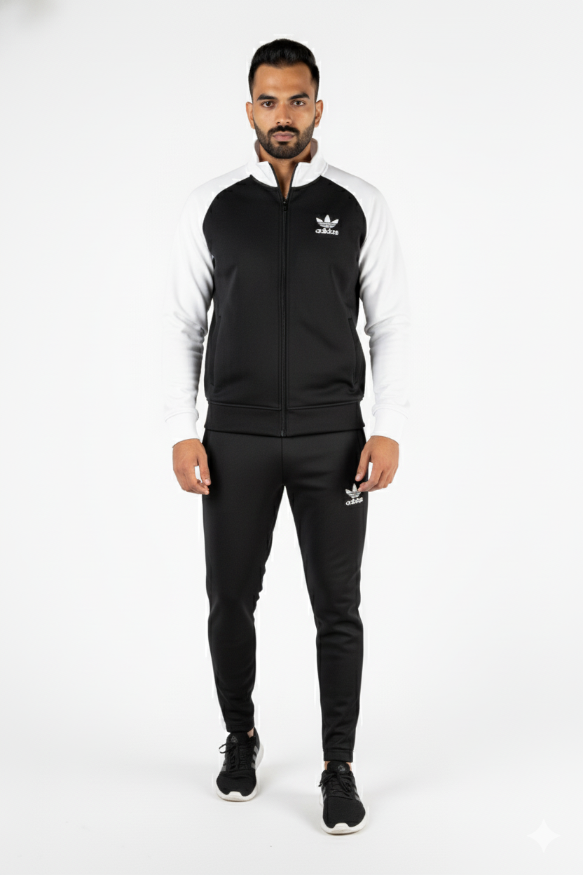 Adi Premium Tracksuit Black White