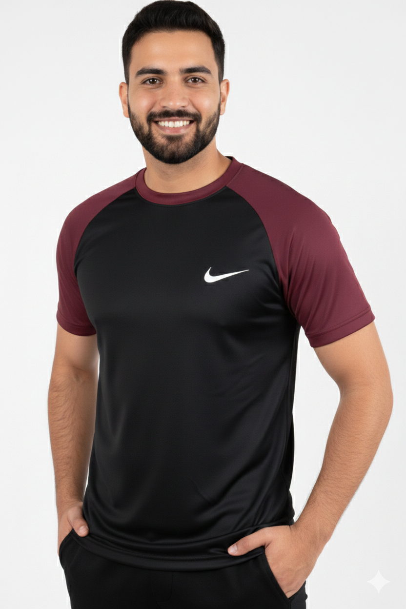 Nik Dri-Fit T-Shirt's Black/Maroon