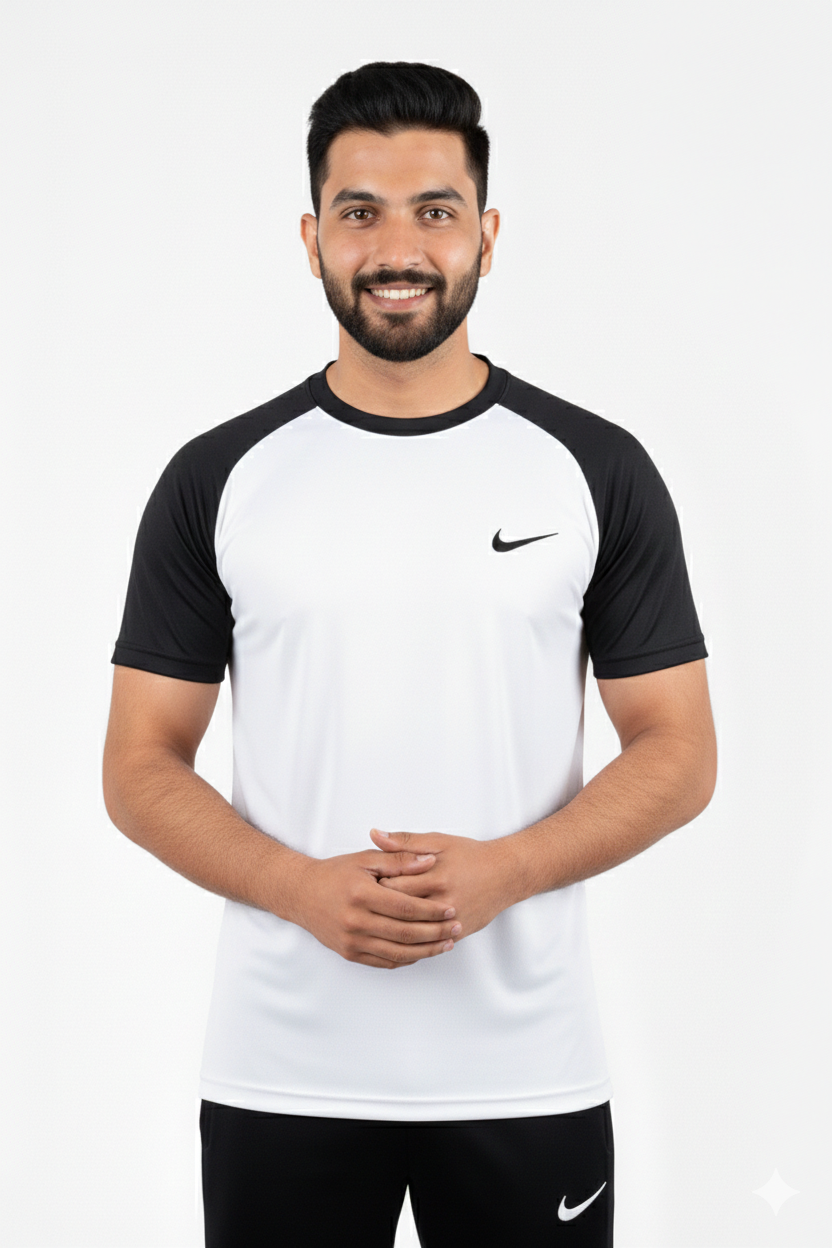 Nik Premium White Black Tracksuit + Free Arm Set - Summer