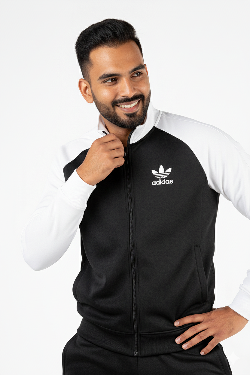 Adi Premium Tracksuit Black White