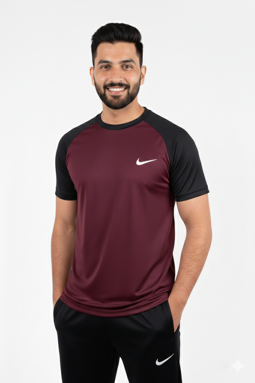 Nik Dri-Fit T-Shirt Maroon/Black
