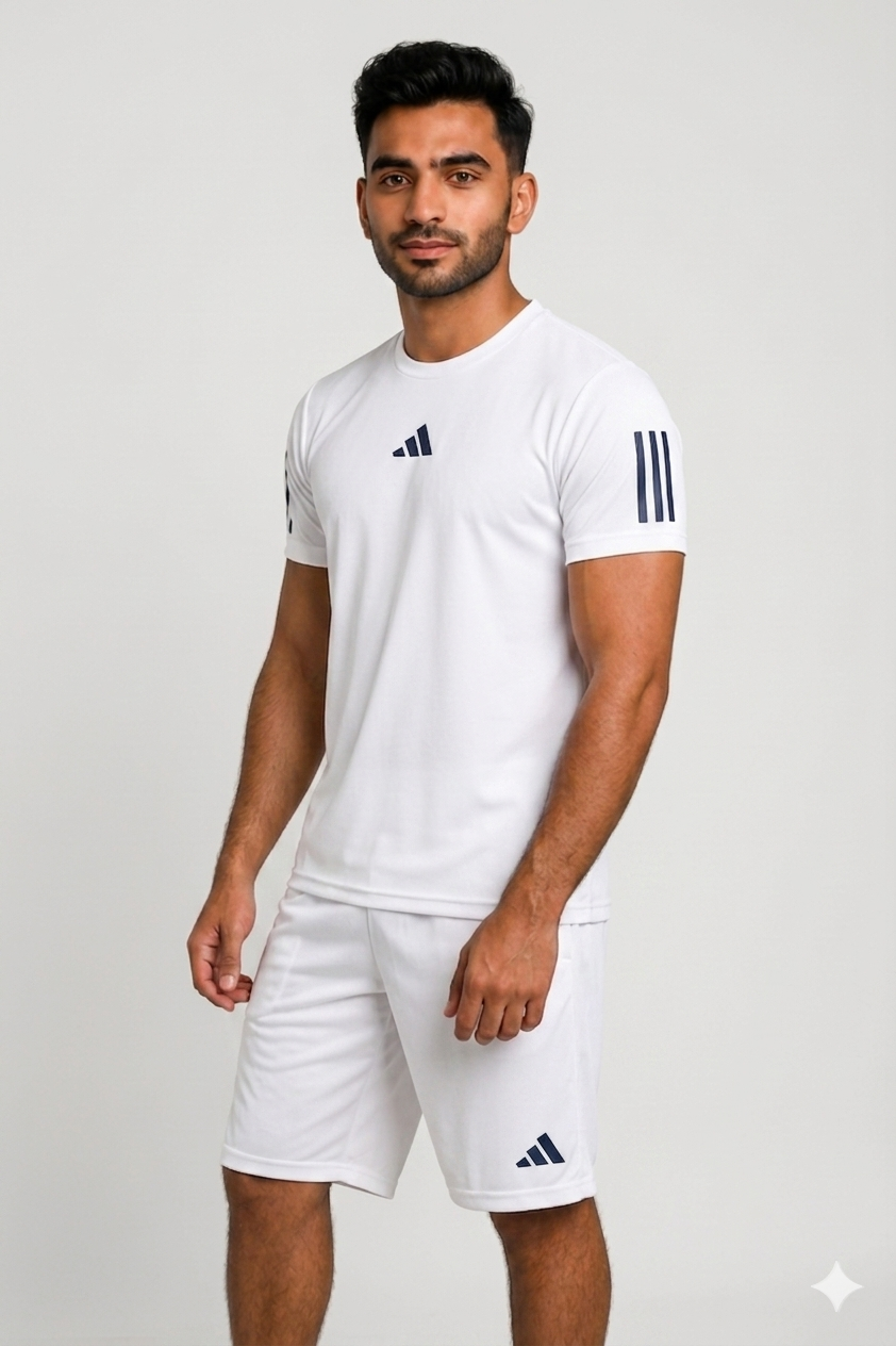 PACK OF 3 Adi Dri-Fit T-Shirt & Shorts Set NAVY BLACK WHITE