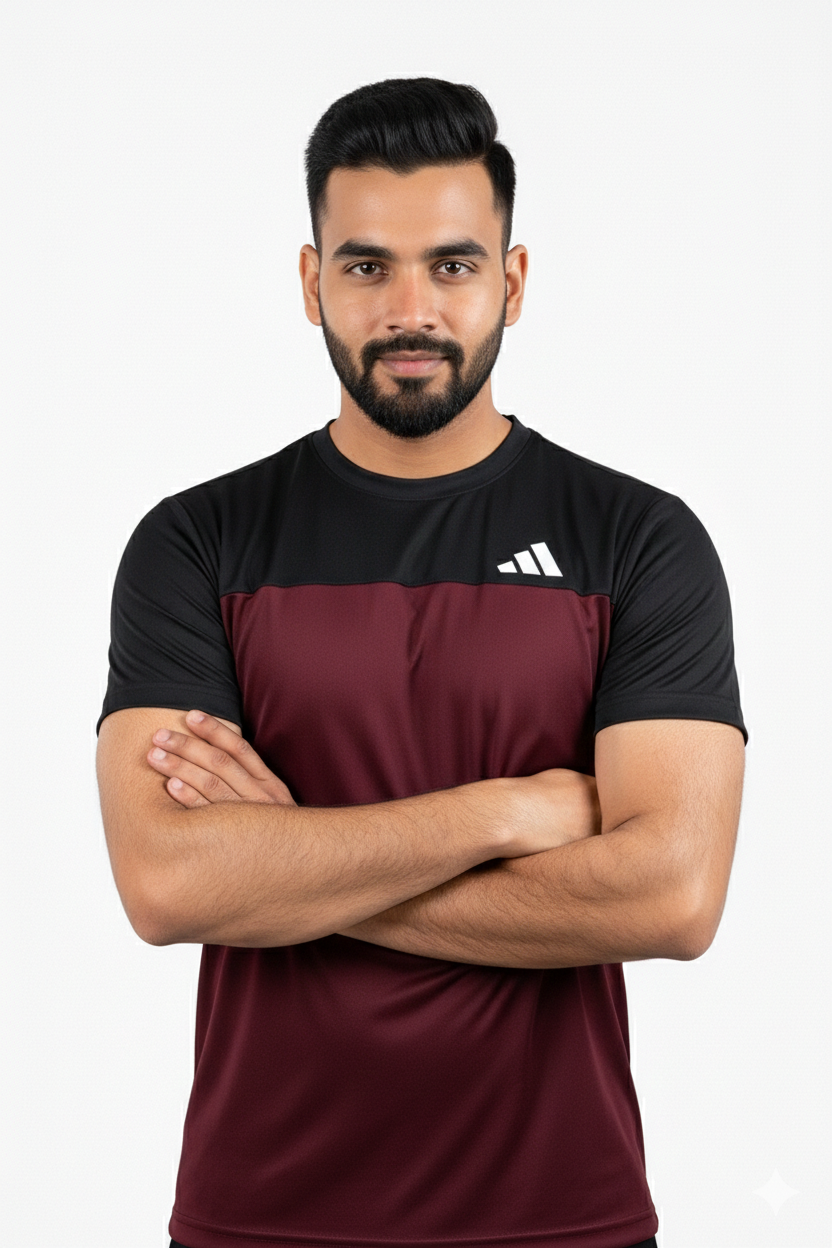 Adi Premium Maroon Black Tracksuit + Free Arm Set - Summer