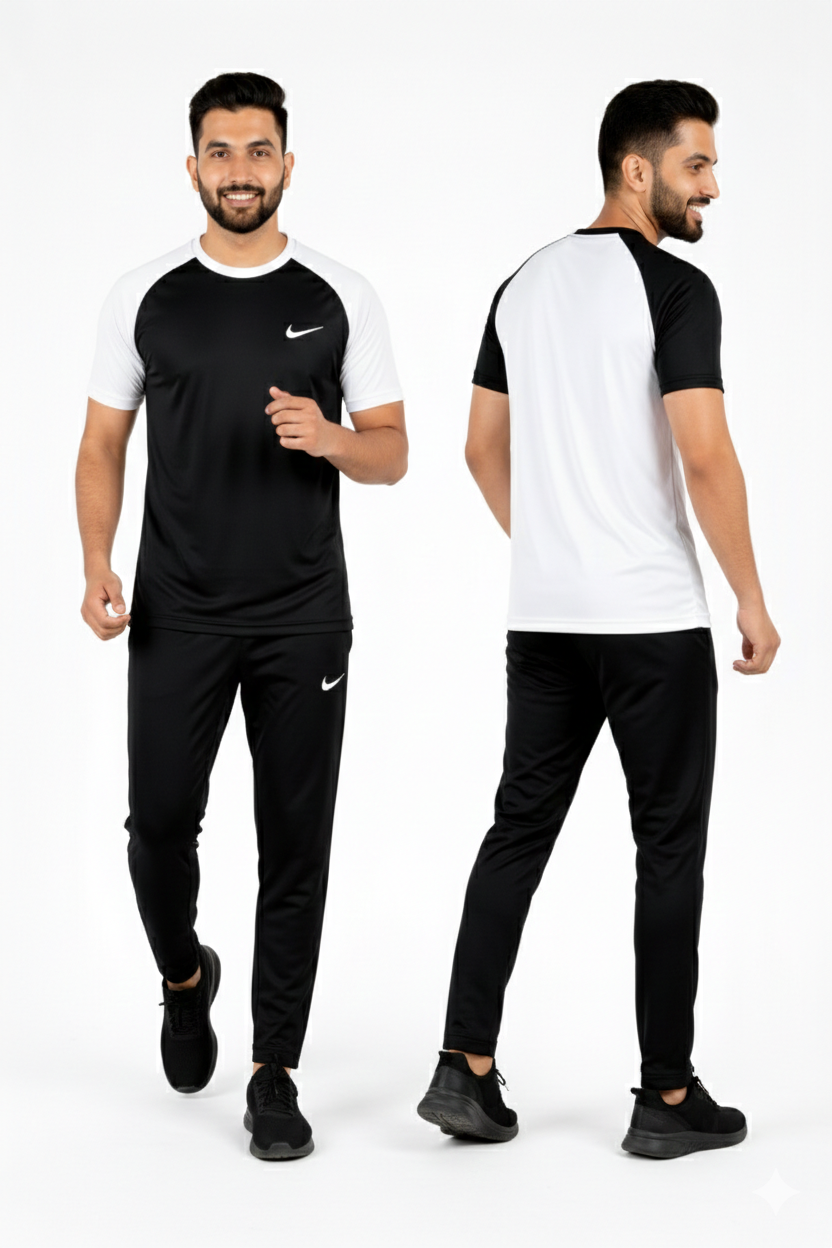 PACK OF 2 Nik Premium White Black Tracksuit + 2 Free Arm Set - Summer