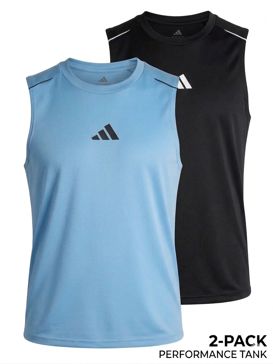 PACK OF 2 Adi Dri-Fit Sleeveless Shirt Sky Black