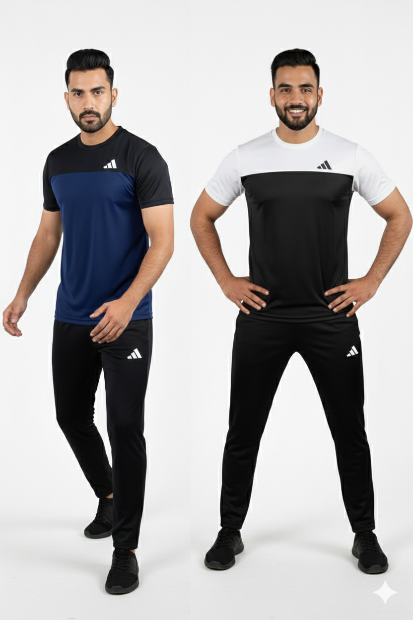 PACK OF 2 Adi Premium Navy White Tracksuit - Summer