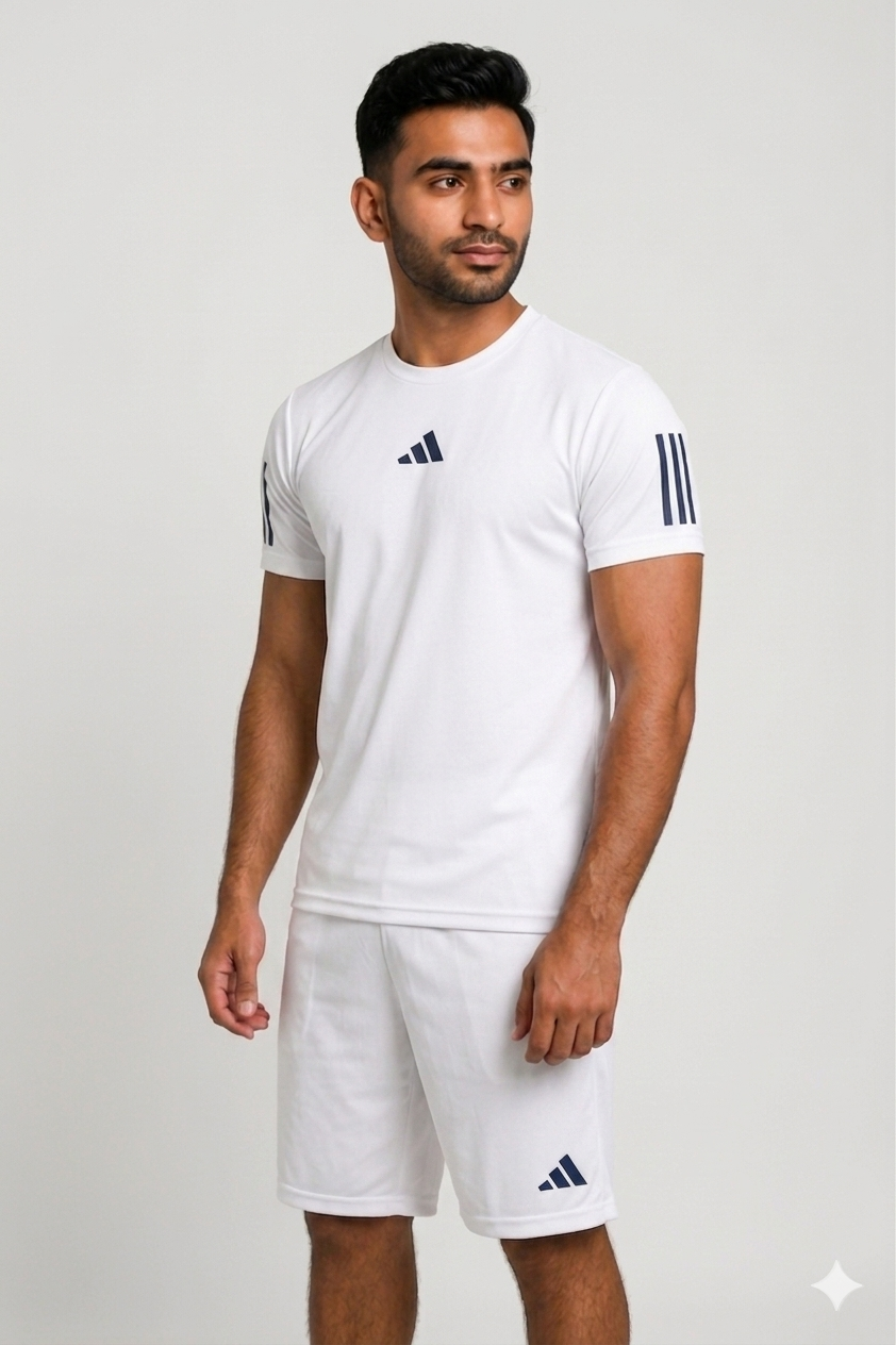 Adi Dri-Fit T-Shirt & Shorts Set White