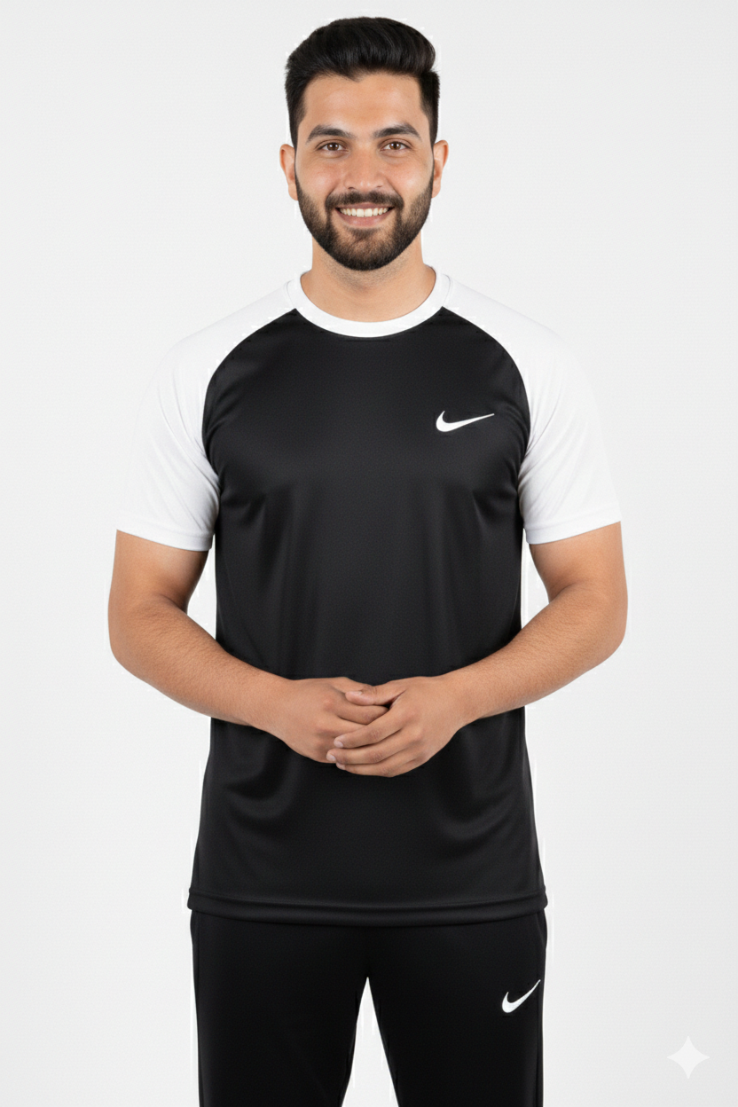 Nik Premium Black White Tracksuit + Free Arm Set - Summer
