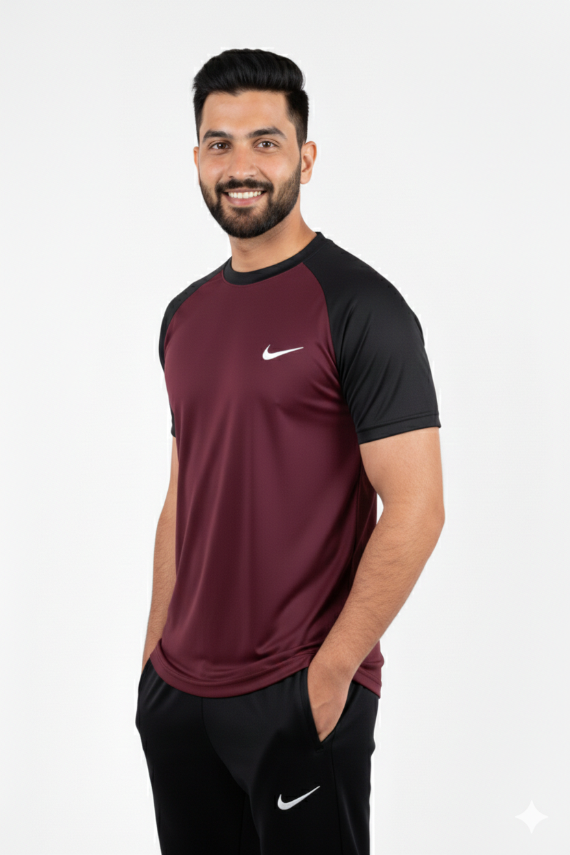 Nik Dri-Fit T-Shirt Maroon/Black