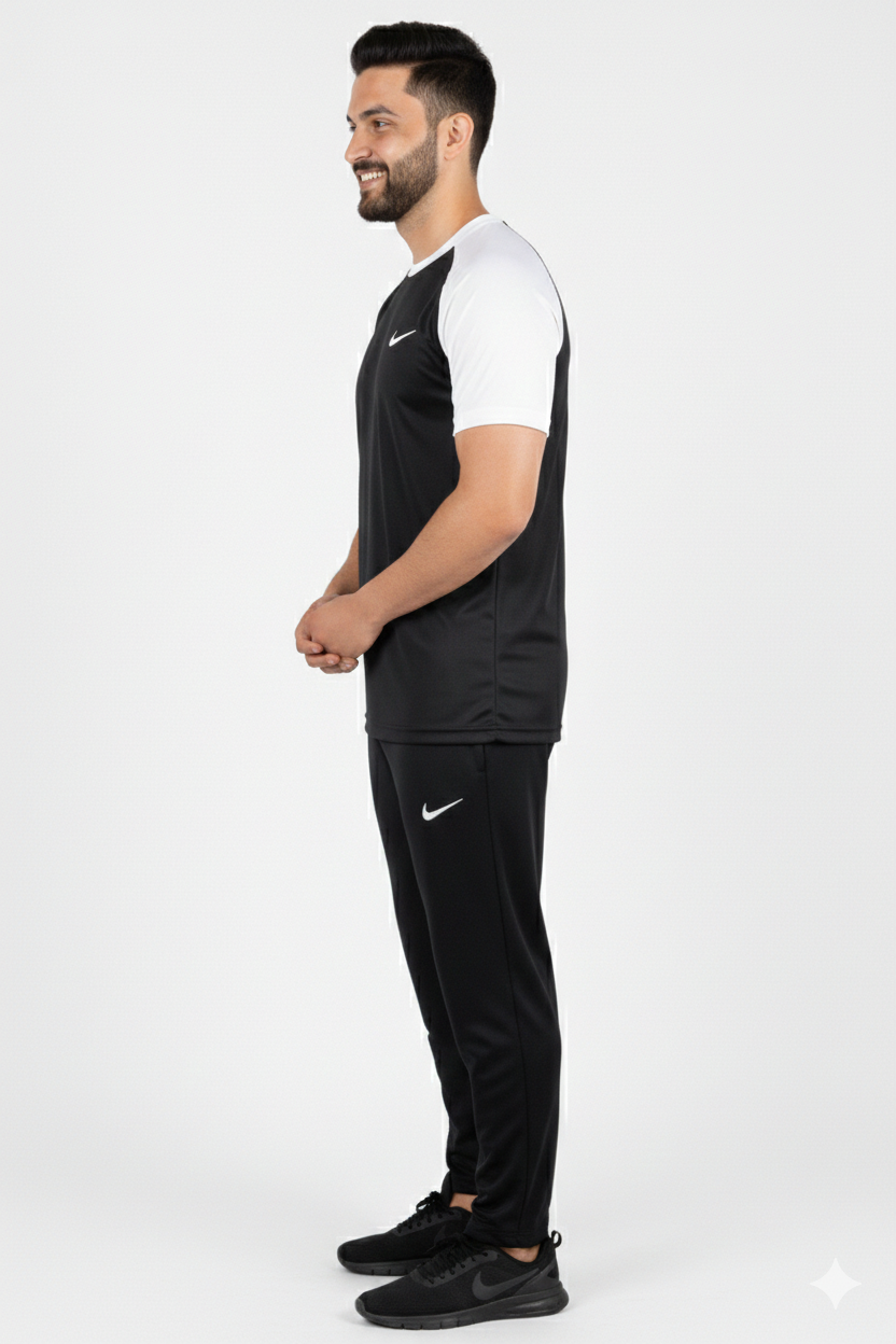 Nik Premium Black White Tracksuit + Free Arm Set - Summer