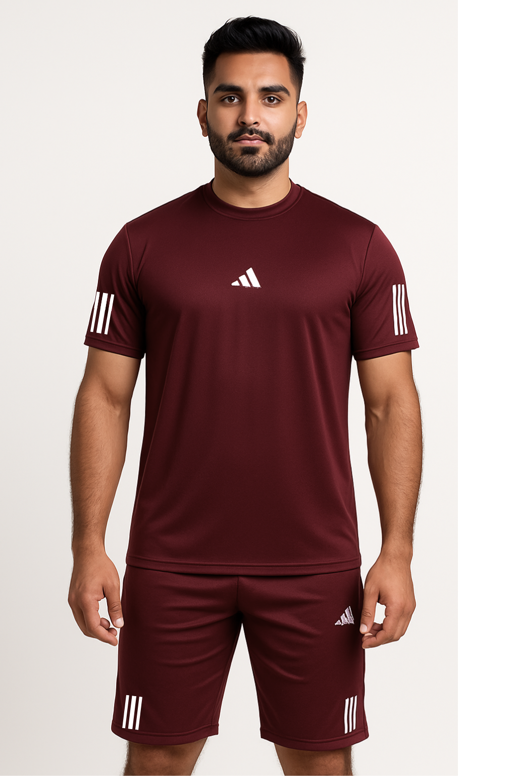 Adi Dri-Fit T-Shirt & Shorts Set Meroon