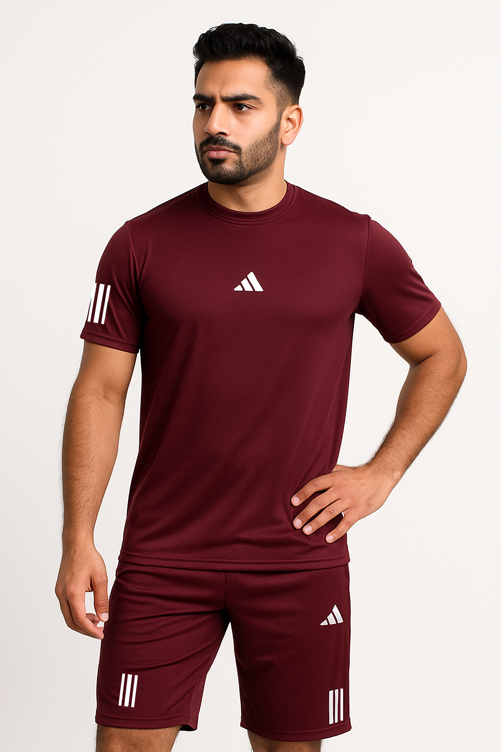 Adi Dri-Fit T-Shirt & Shorts Set Meroon