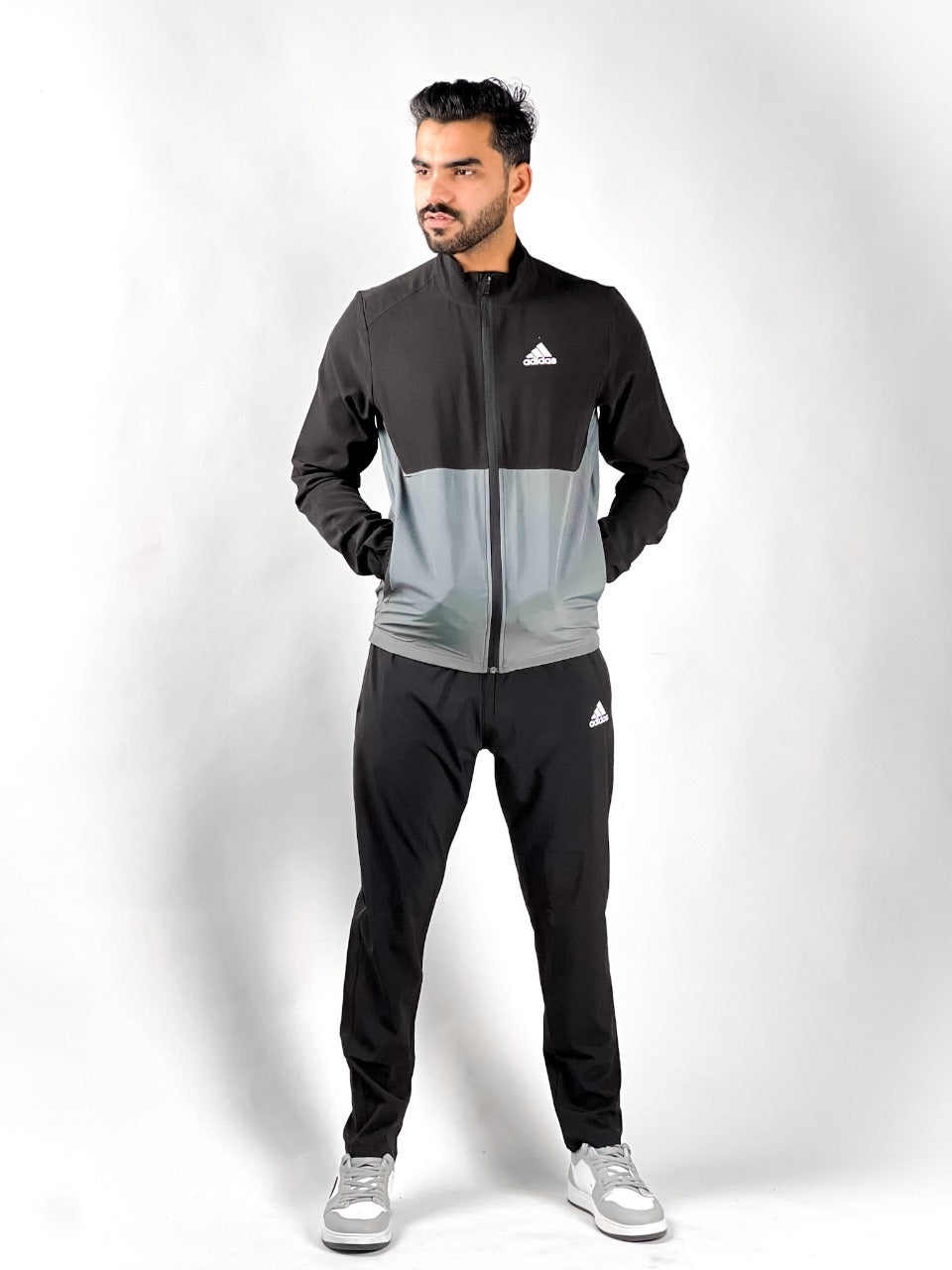 Micro Stretch Relax Fit Tracksuit Black/Gray