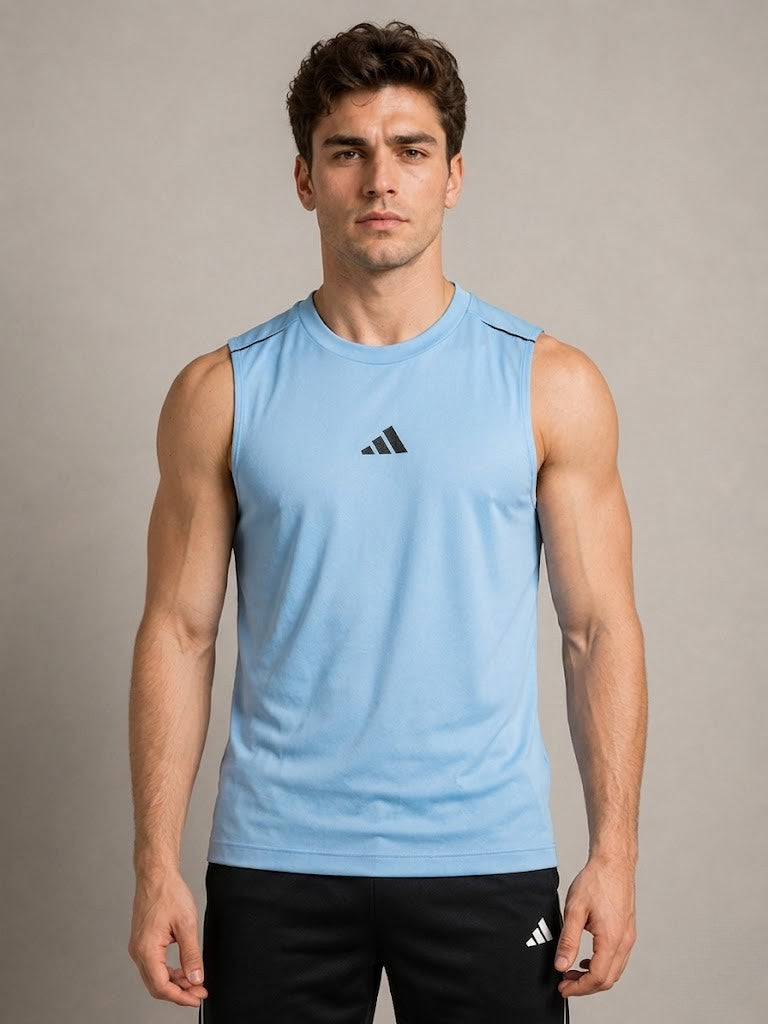 PACK OF 3 Adi Dri-Fit Sleeveless Shirt Sky White Black