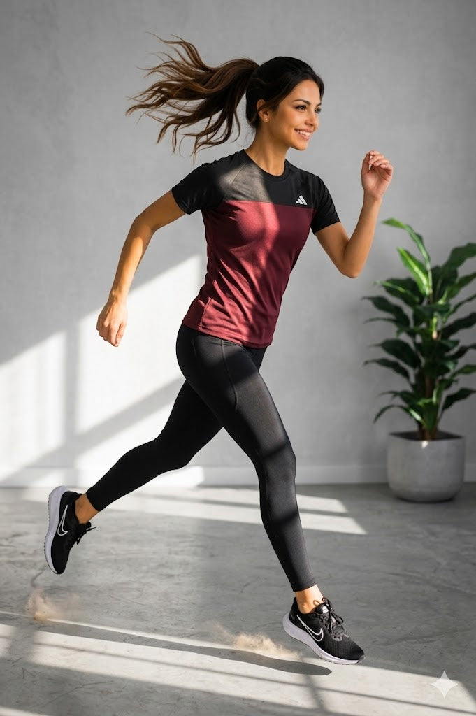 ADI Dri-Fit Women's T-Shirts Maroon/Black